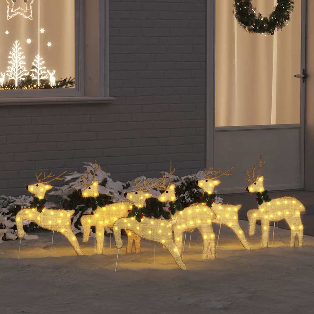 vidaXL Renii LED 6 pcs Auriu 45 x 19 x 65 cm țesătură