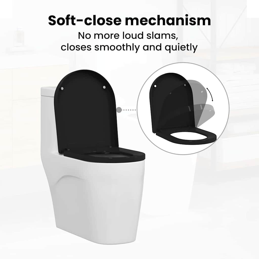 vidaXL Toilettensitz Schwarz 48 x 36,5 x 4,5 cm Polypropylen – Bild 8