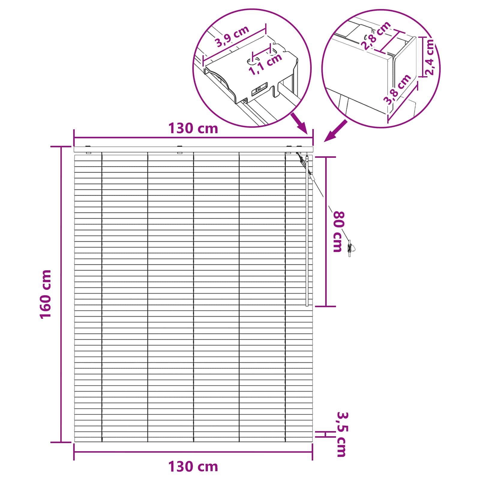 Jaloezie Eiken Look 130 x 160 cm 35 mm Massief Paulowniahout image 9
