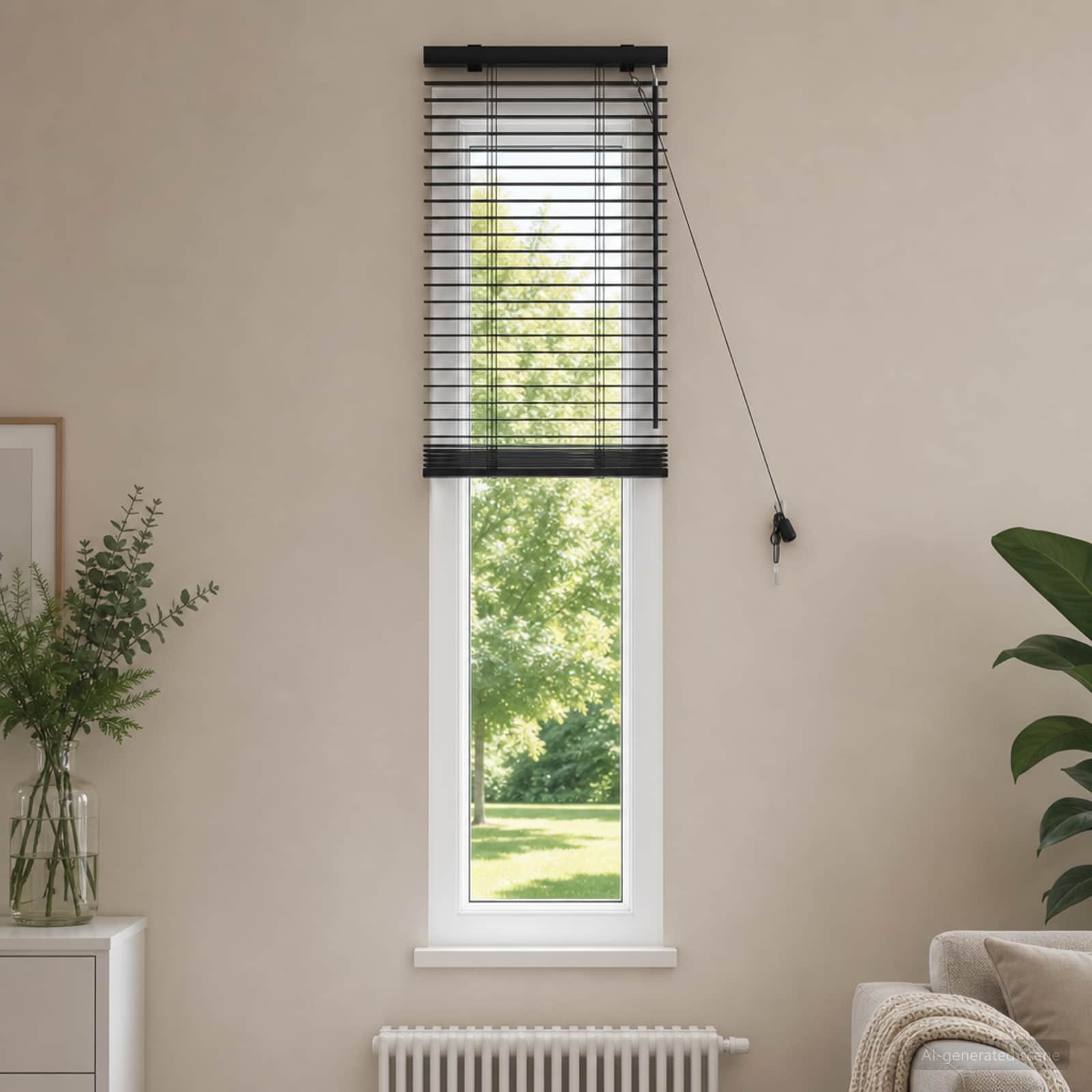vidaXL Venezia-verho Musta 45 x 160 cm 35 mm Massiivinen Paulownia-puu
