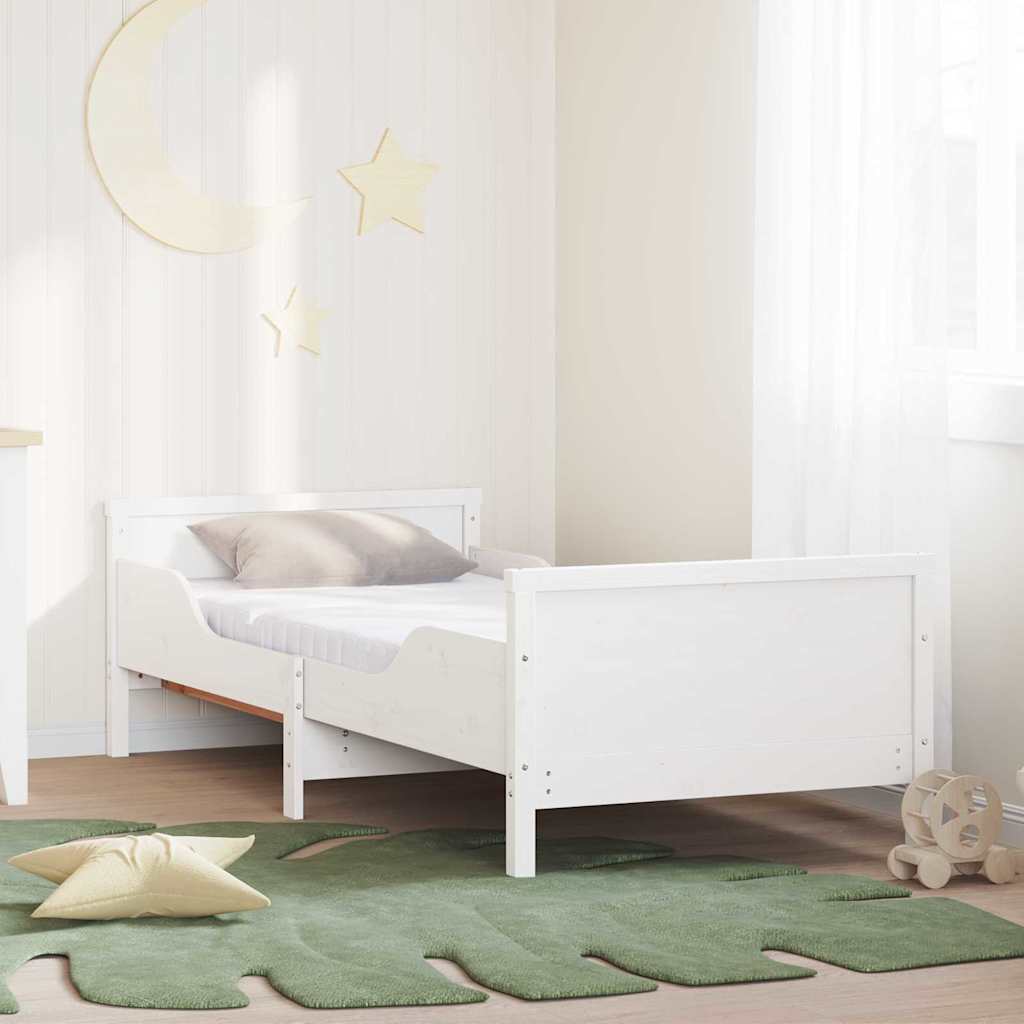 Paturi si accesorii - Cadru de pat cu saltea Alb 80 x 200 cm Lemn masiv de pin