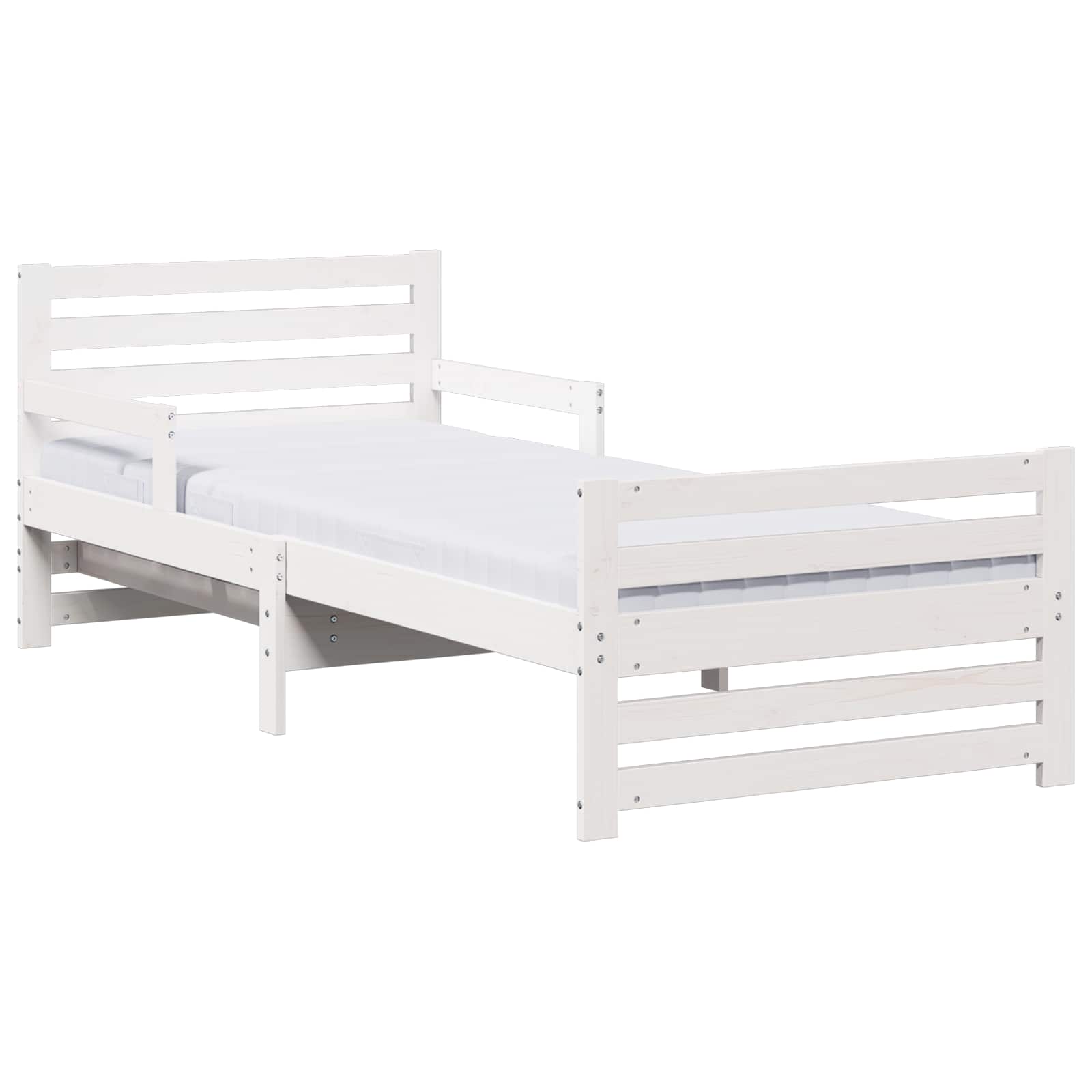 Thumbnail - vidaXL Bettrahmen mit Matratze Weiß 80 x 200 cm Massives Kiefernholz