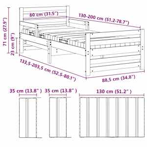 Rám postele s rozšiřitelnou matrací s čelo Bílá 80 x 200 cm - obrázek 13
