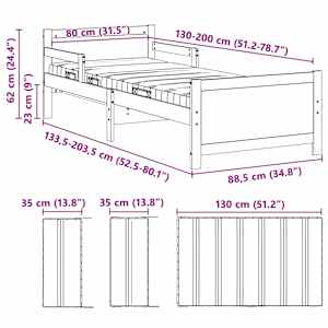 Rám postele s rozšiřitelnou matrací s čelo Hnědá 80 x 200 cm - obrázek 13