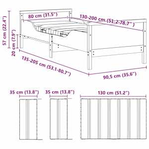 Rám postele s roztažitelnou matrací s čelo Hnědá 80 x 200 cm - obrázek 13