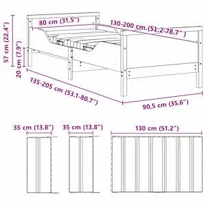 Rám postele s roztažitelnou matrací s čelo Bílá 80 x 200 cm - obrázek 13