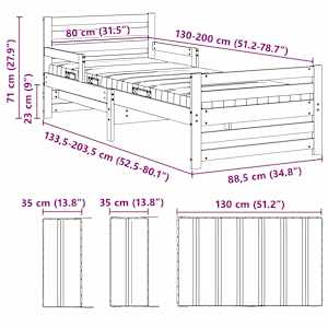 Rám postele s rozšiřitelnou matrací s čelo Hnědá 80 x 200 cm - obrázek 13