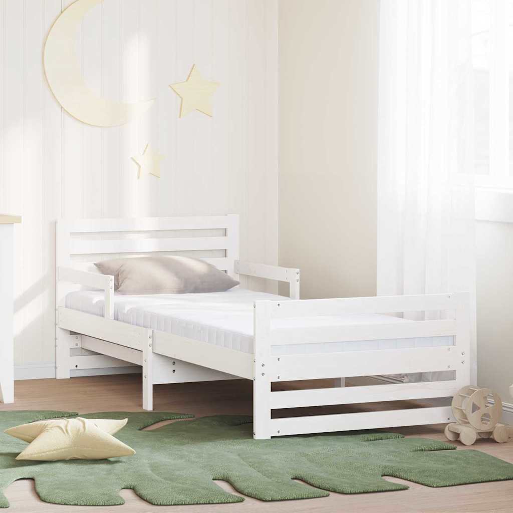 Paturi si accesorii - Cadru de pat cu saltea cu headboard Alb 80 x 200 cm