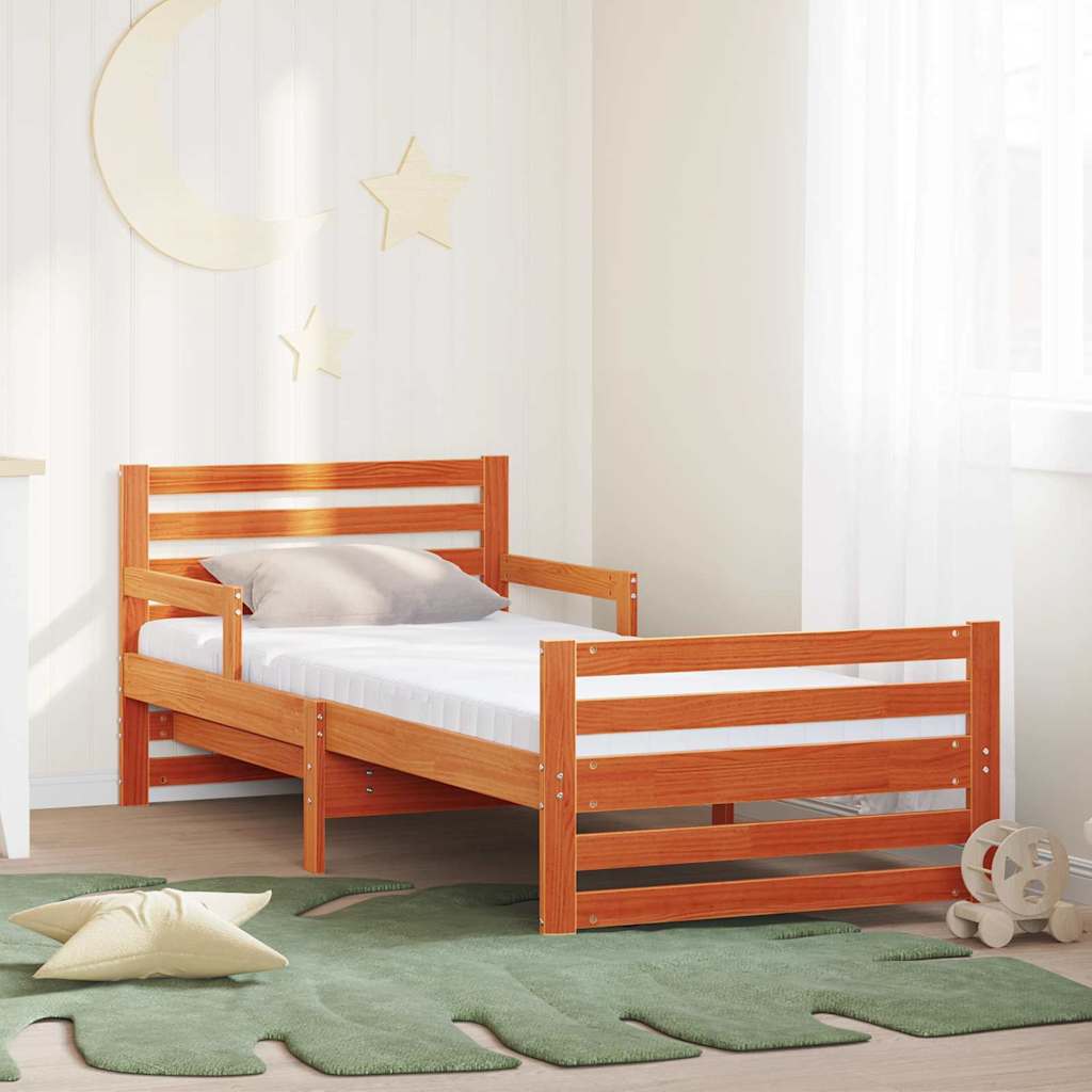 Paturi si accesorii - Cadru de pat cu saltea cu headboard Maro ceruit 80 x 200 cm