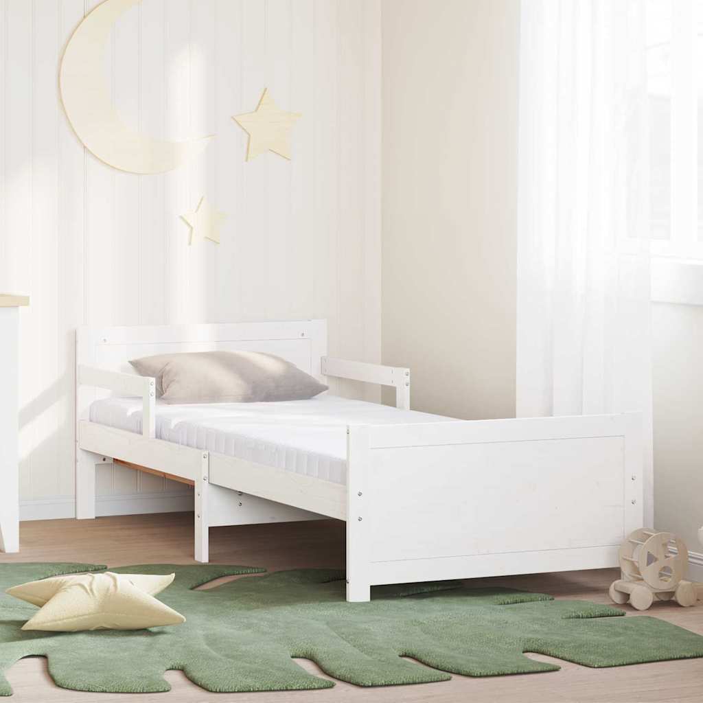Paturi si accesorii - Cadru de pat cu saltea cu headboard Alb 80 x 200 cm