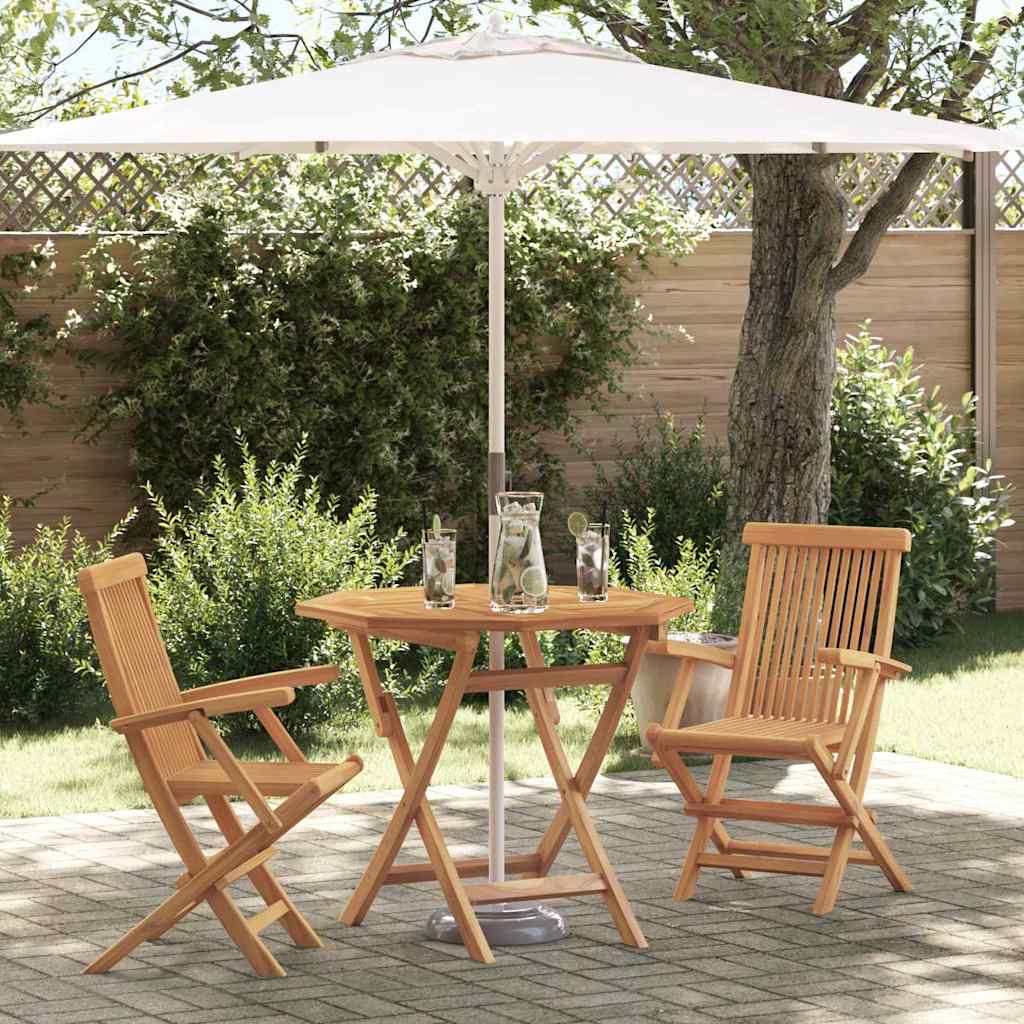 3-kusový skladací záhradný bistro set z masívneho teaku 3385965