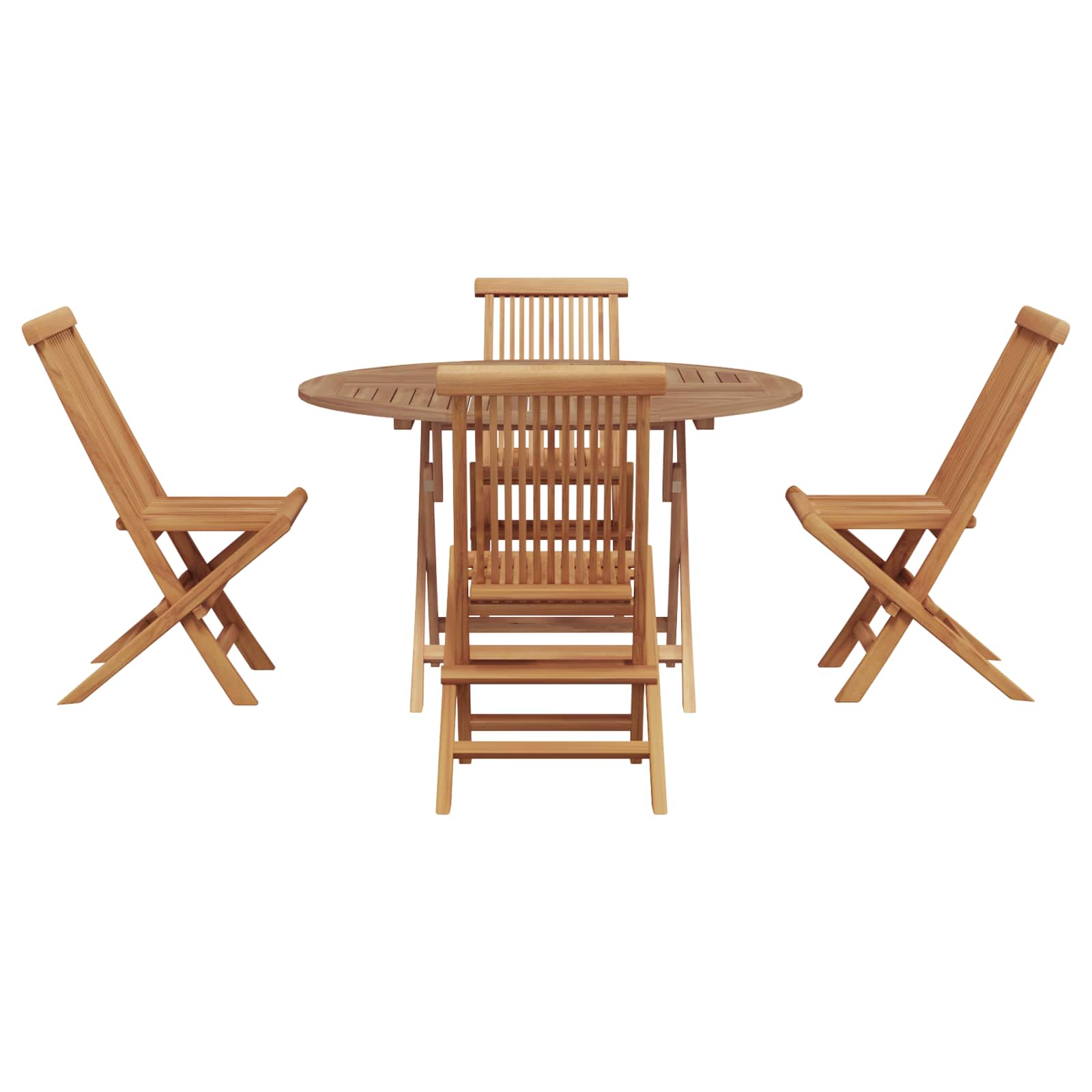 Tuin eettafelset Bruin Massief Teak Hout image 1