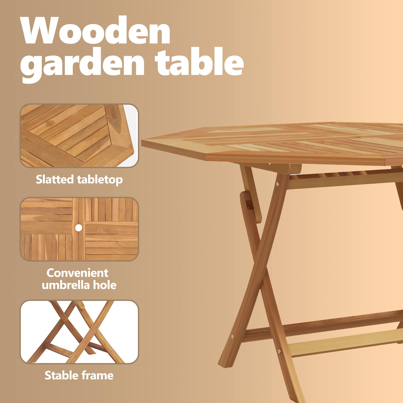 Tuin eettafelset Bruin Massief Teak Hout image 5
