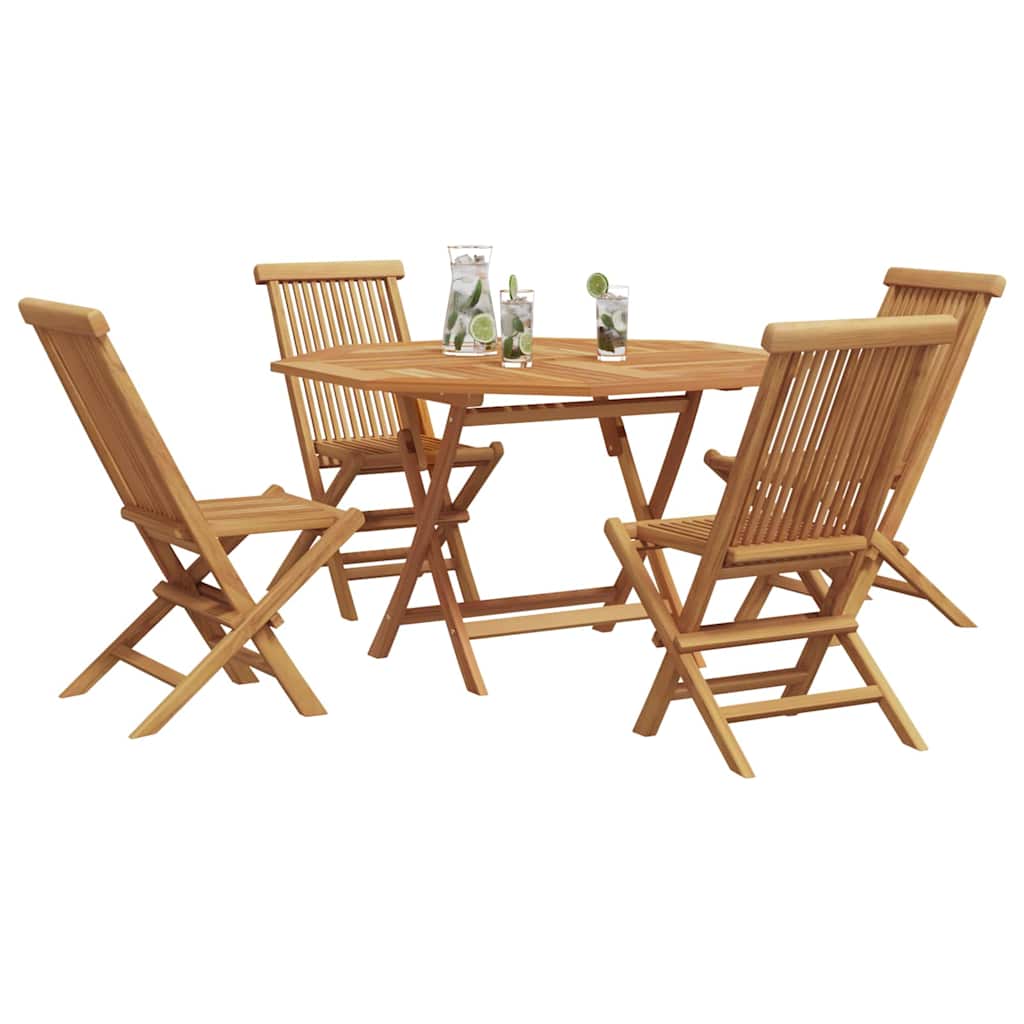 vidaXL Tuin Eetset 5 pcs Bruin Massief teakhout