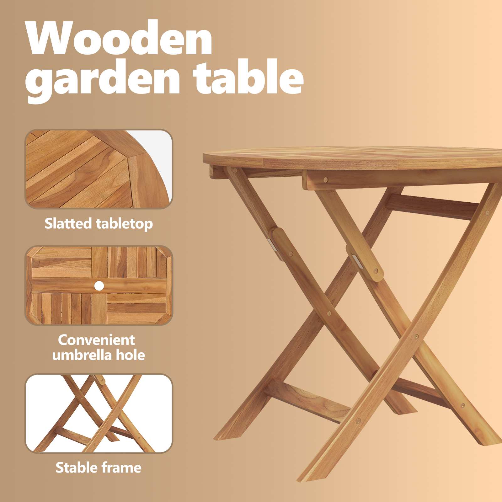 Tuin eettafelset Bruin Massief Teak Hout image 5