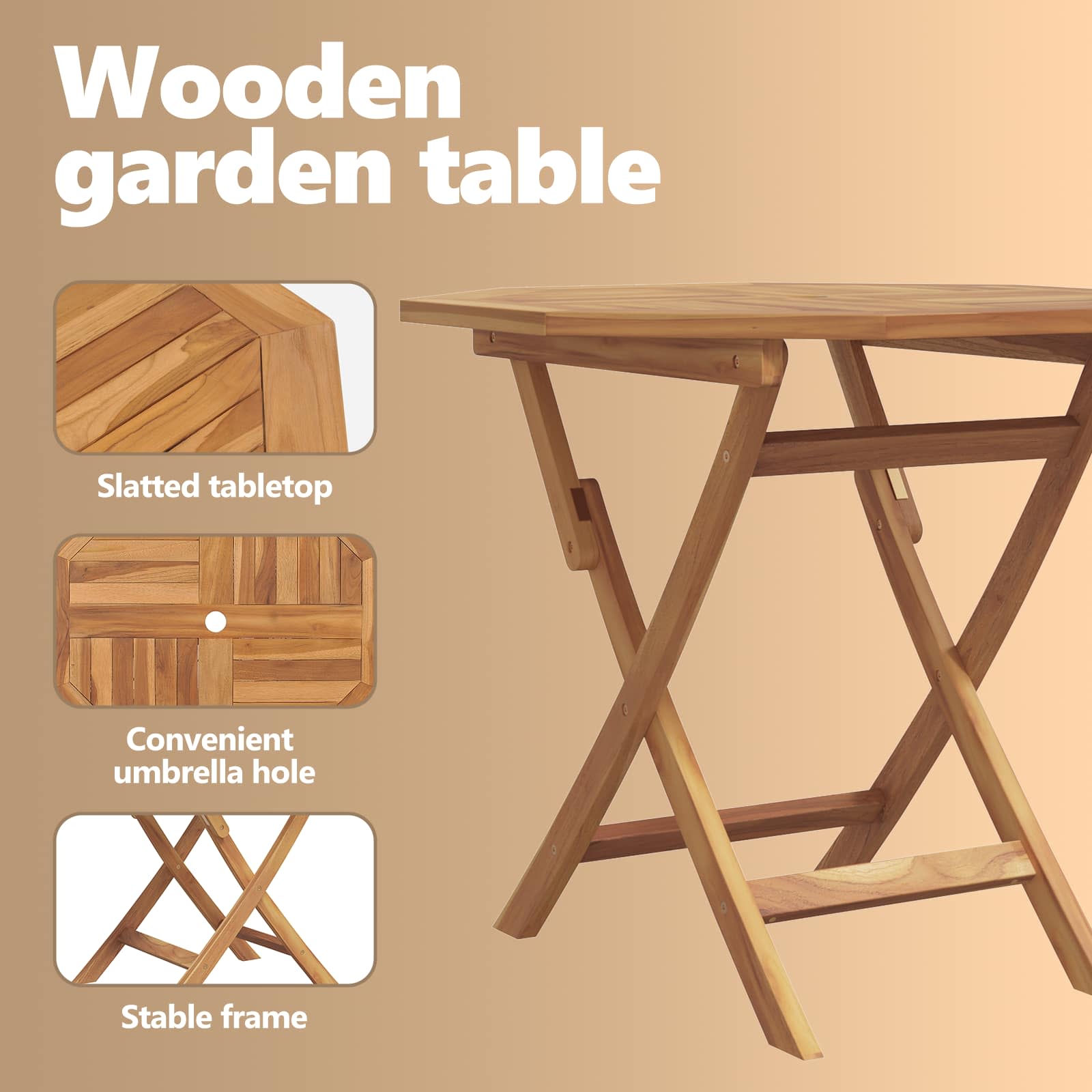 Tuin eettafelset Bruin Massief Teak Hout image 5