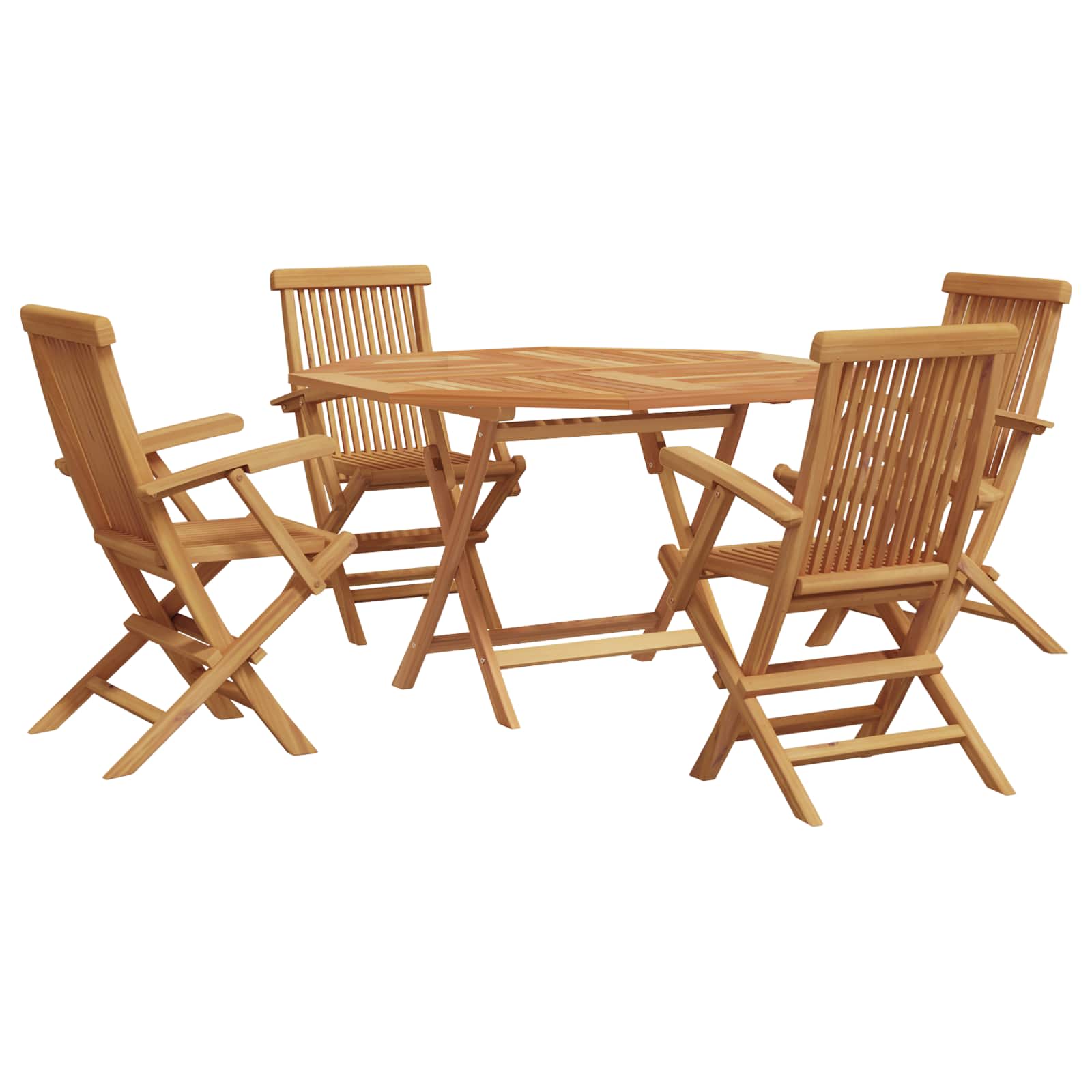 vidaXL Garten Essgruppe 5 pcs Braun Massivholz Teak