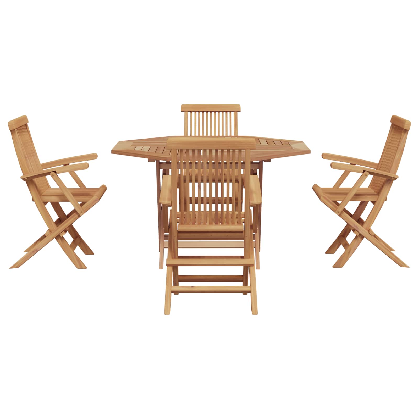 Tuin eettafelset Bruin Massief Teak Hout image 1