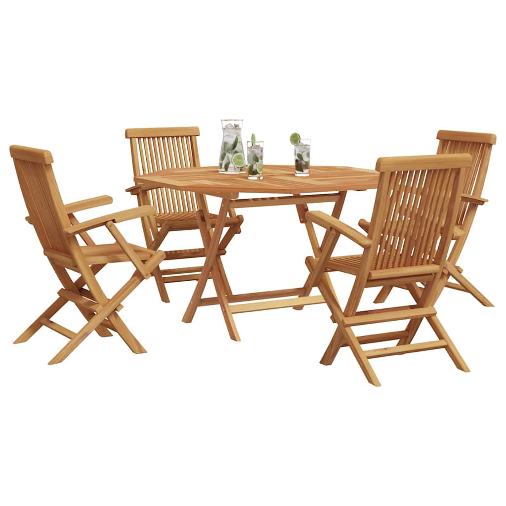vidaXL Tuin Eetset 5 pcs Bruin Massief teakhout