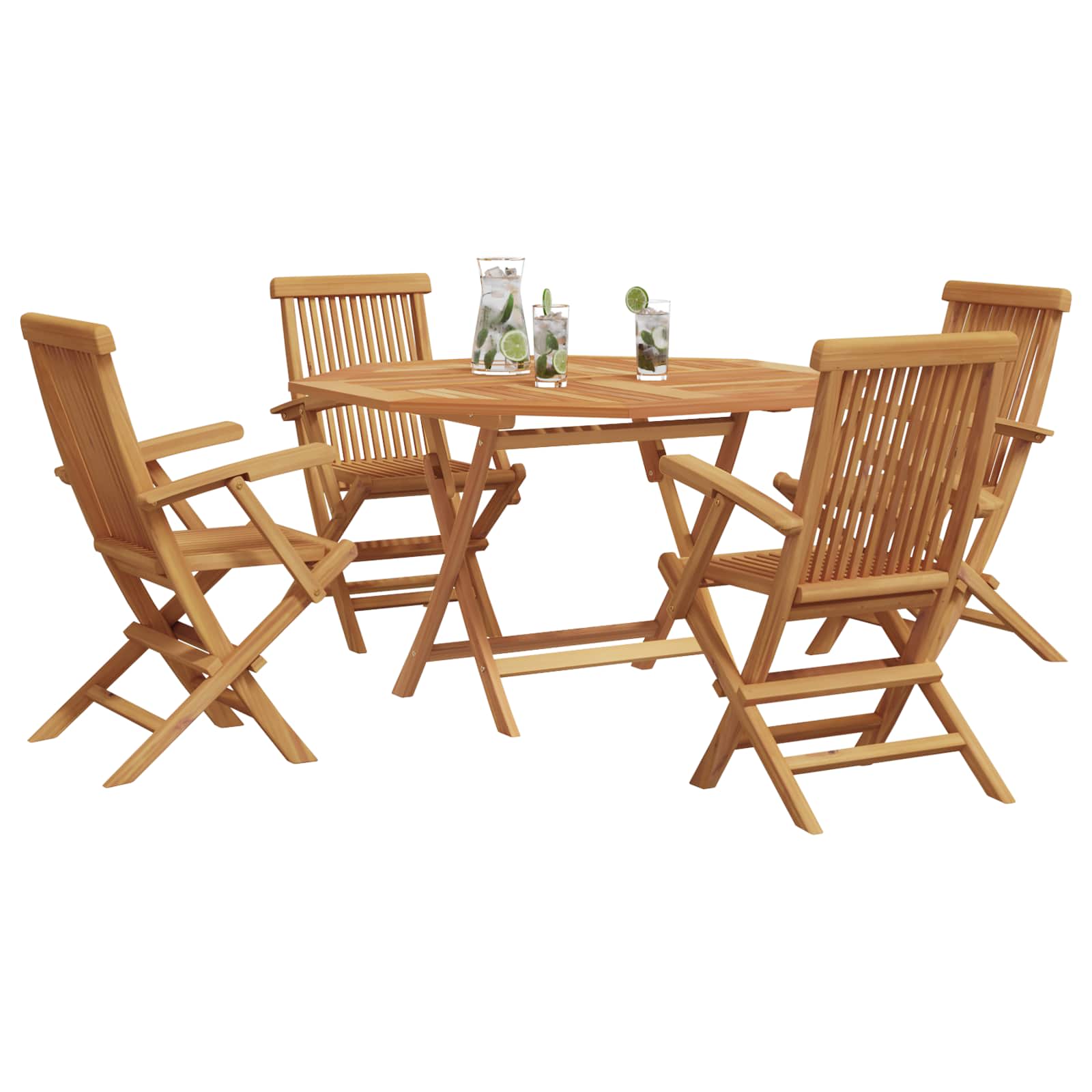 Thumbnail - vidaXL Garten Essgruppe 5 pcs Braun Massivholz Teak
