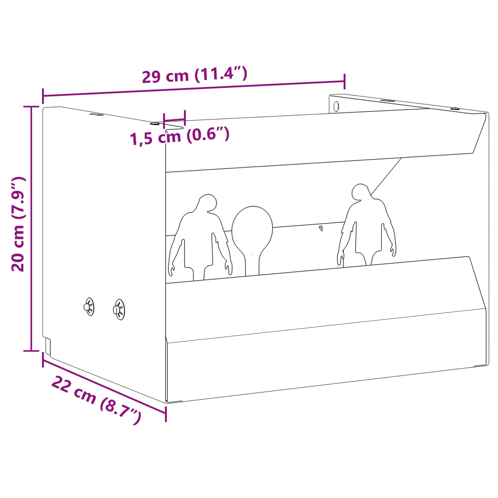 Kogel Trap Box Zwart 29 x 22 x 20 cm Staal - Afbeelding 9