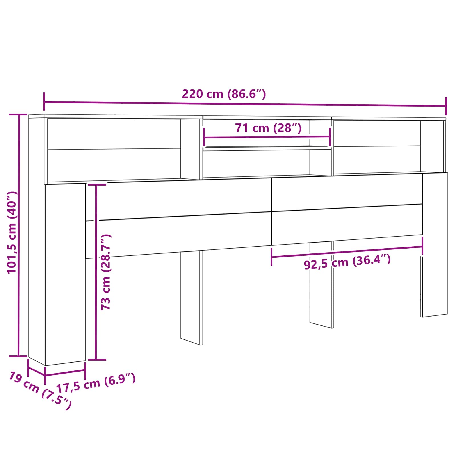 Posteljna glava Star les 220 x 19 x 101,5 cm Konstruiran les - slika 11