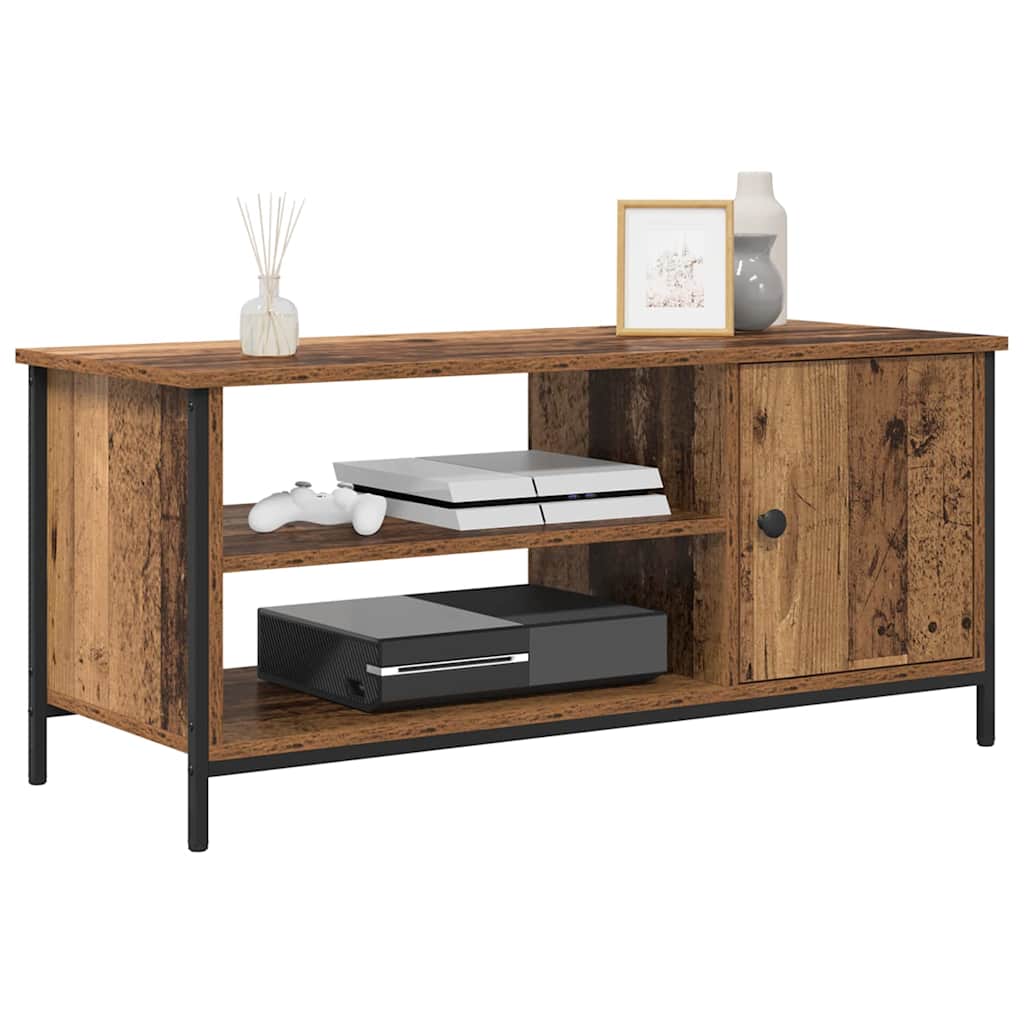 vidaXL TV-kast met plank met opslag met de deur Oud hout 100 x 40 x 45 cm Bewerkt hout