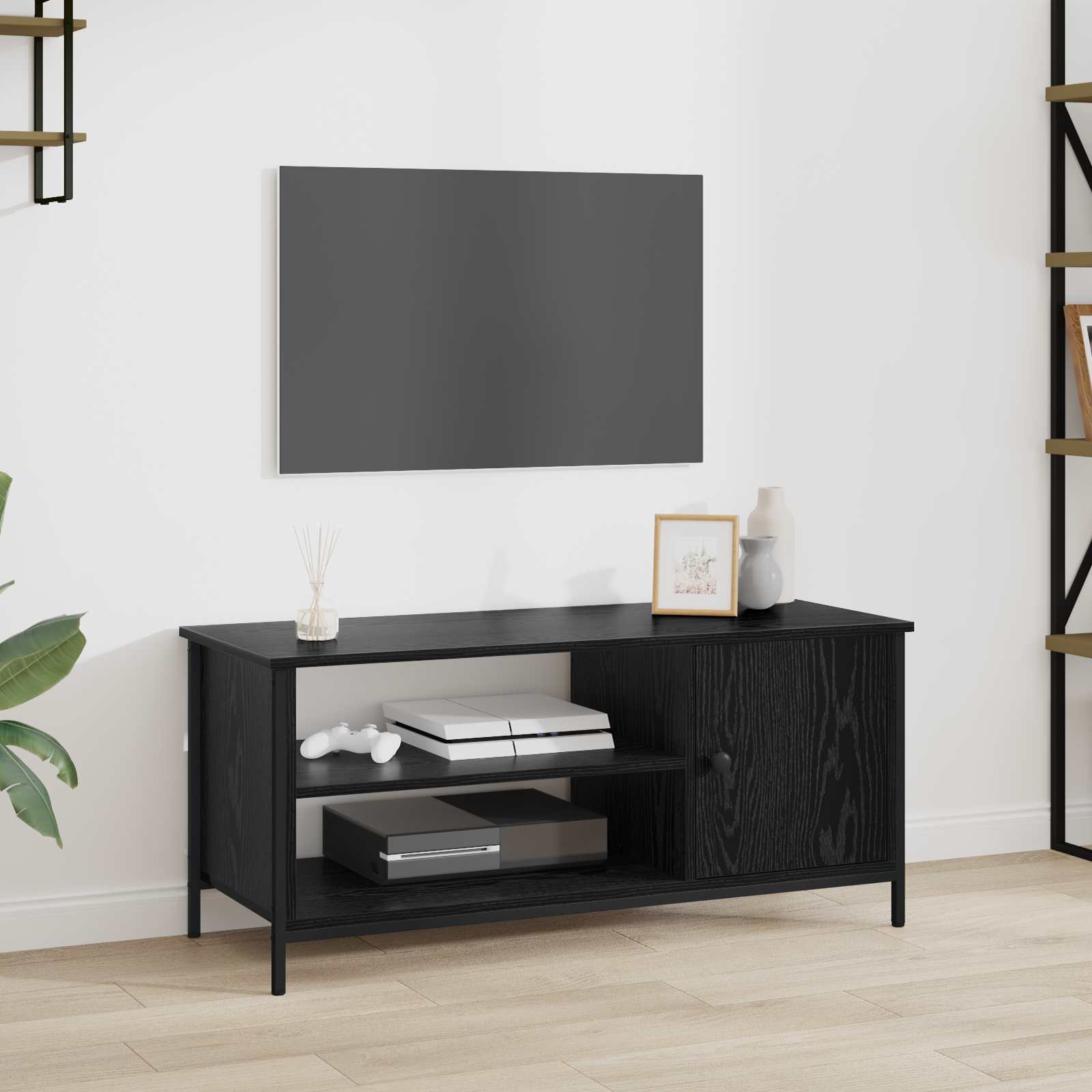 TV-kaappi Musta tammi. 100 x 40 x 45 cm Tekninen puu