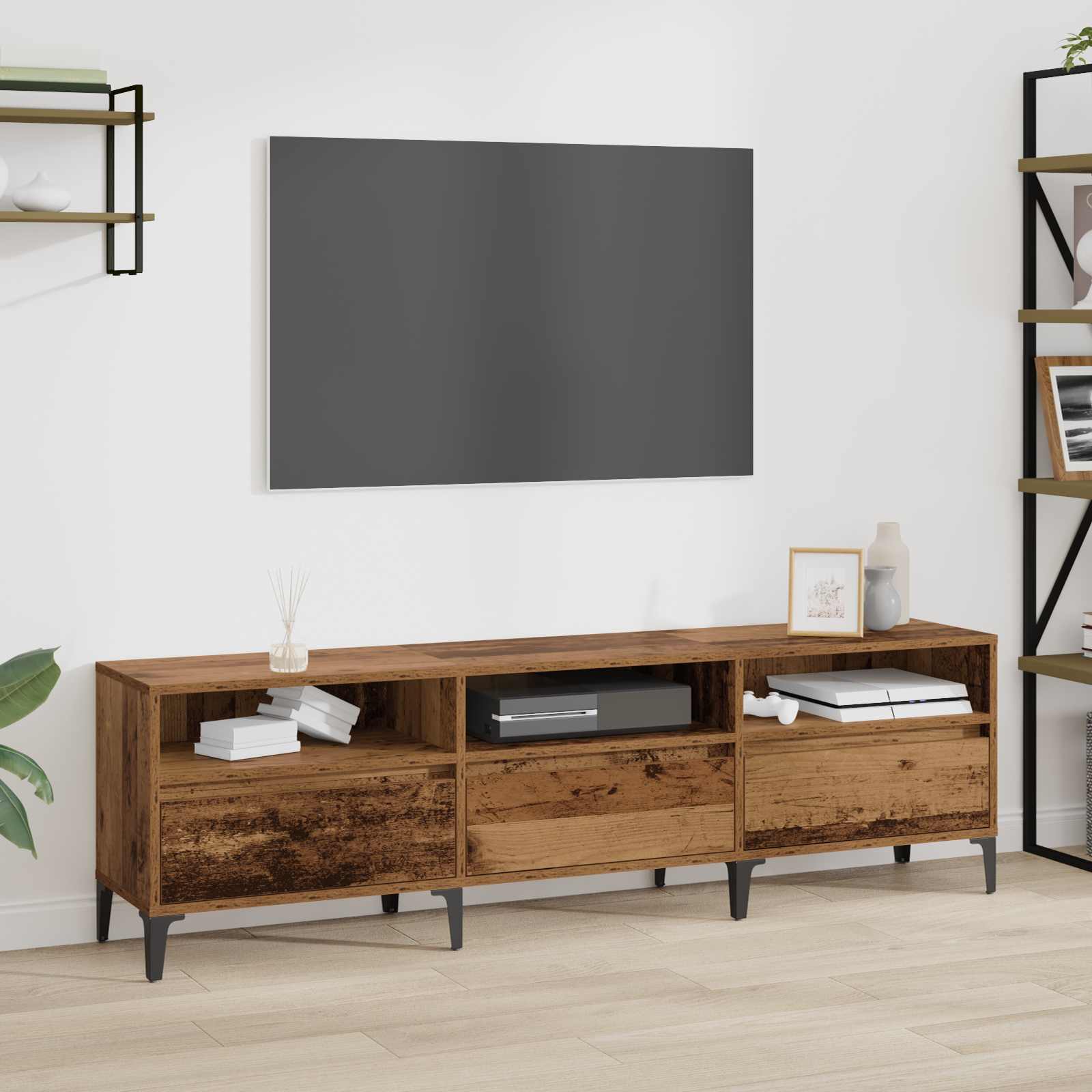 TV-kaappi Vanha Puu 150 x 30 x 45 cm Hienosahattu puu ja rauta