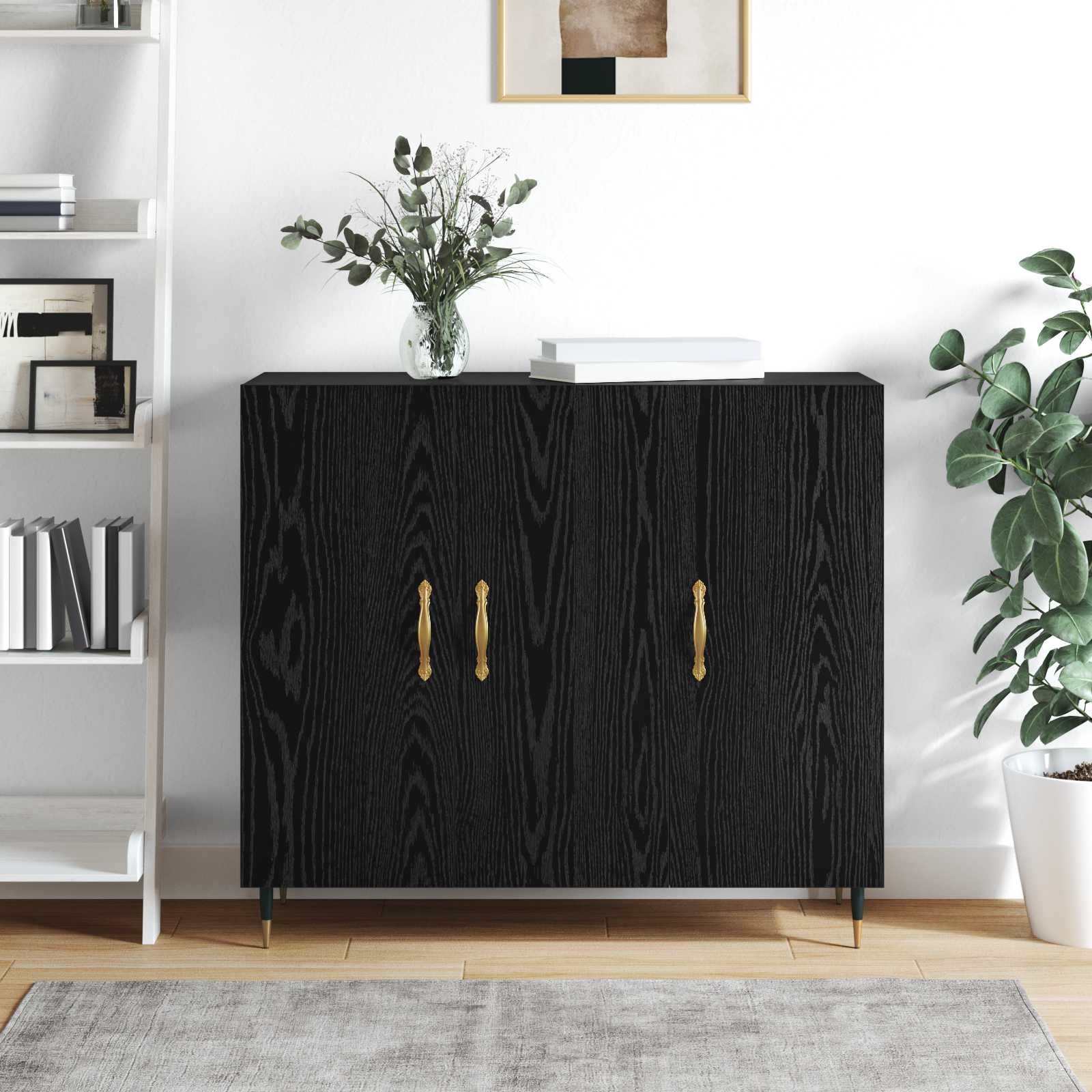 Servírovací skříň Černý dub 90 x 34 x 80 cm kompozitní dřevo - obrázek 4