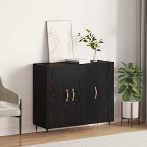 Servírovací skříň Černý dub 90 x 34 x 80 cm kompozitní dřevo - obrázek 1