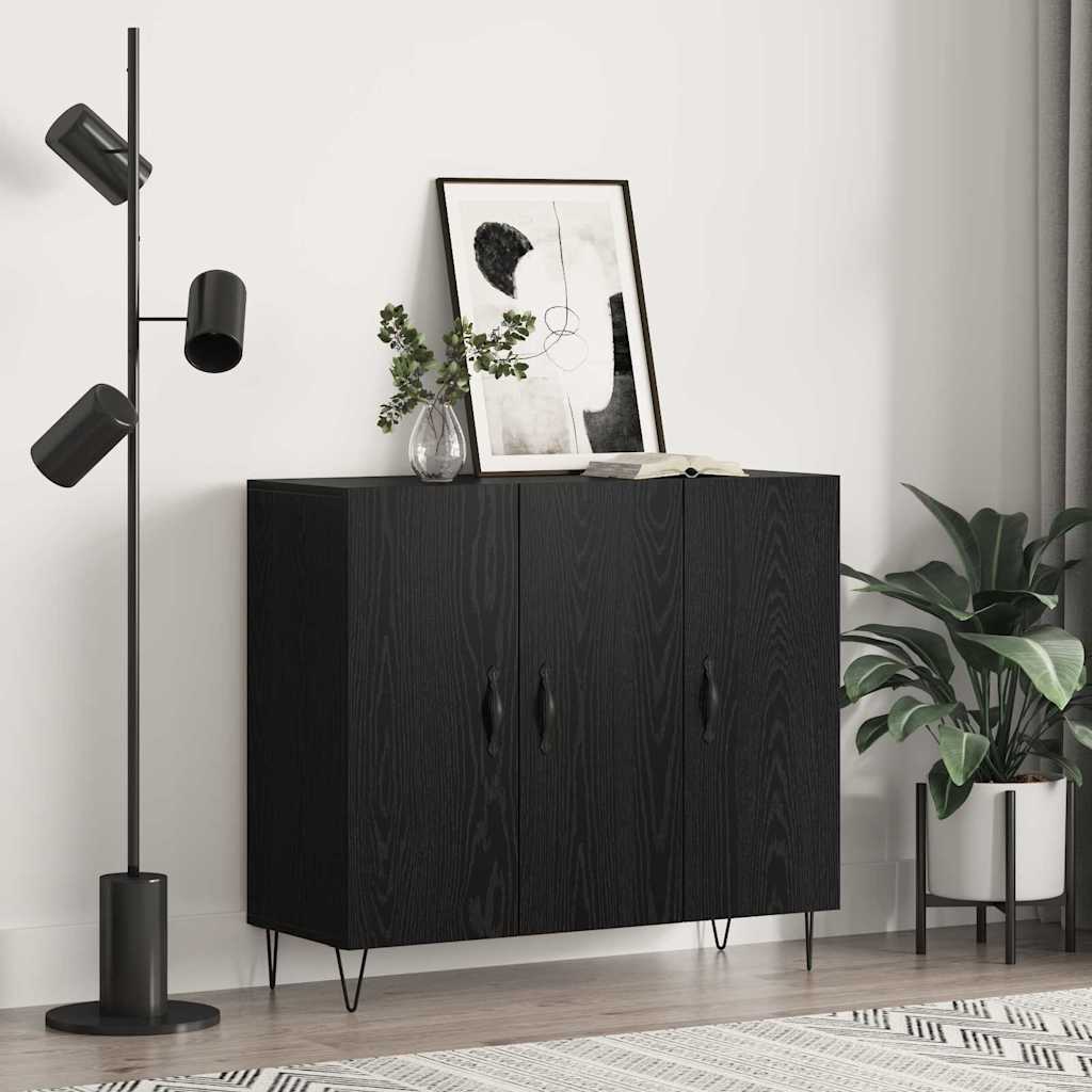 vidaXL Bufet Stejar negru 90 x 34 x 80 cm Lemn compozit