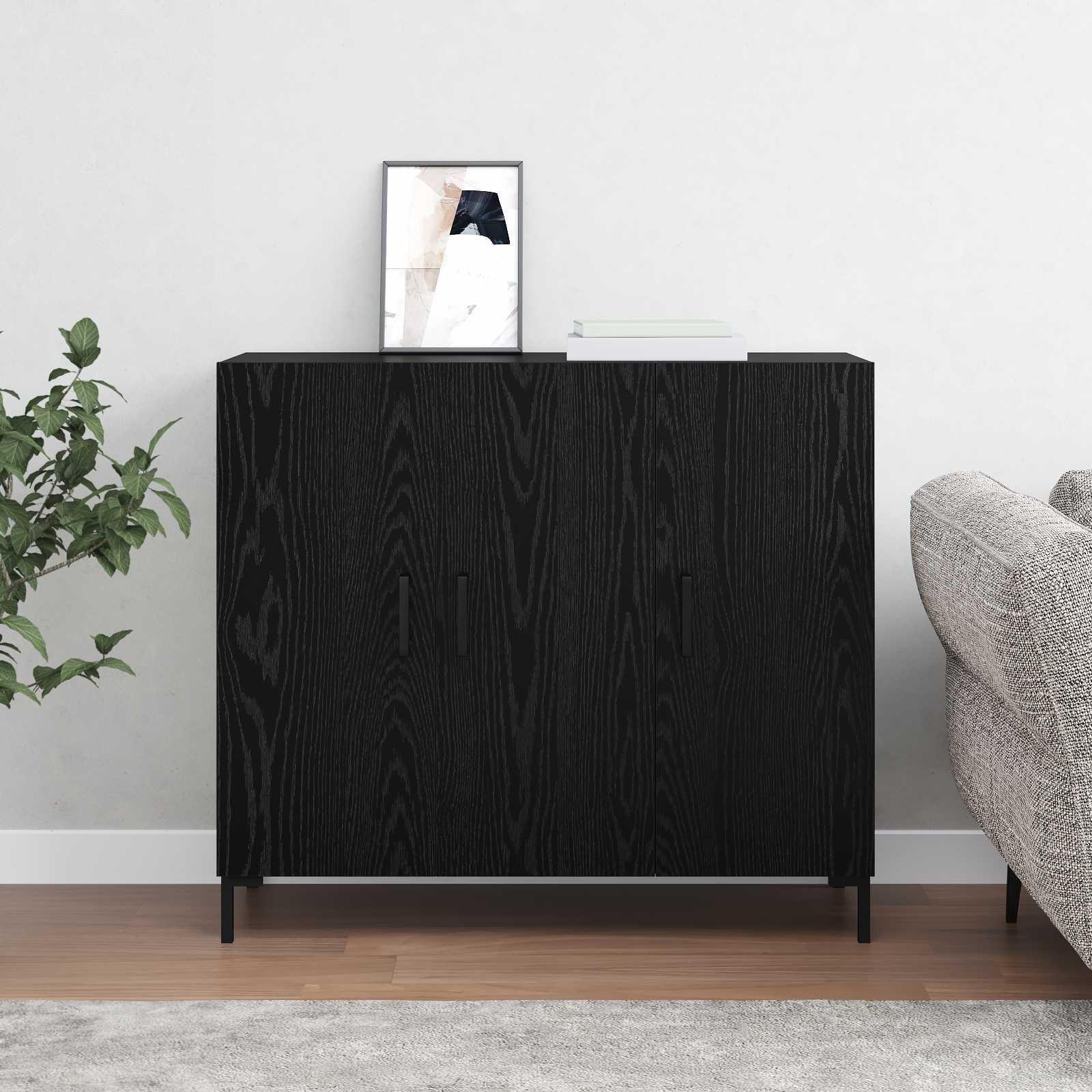 Servírovací skříň Černý dub 90 x 34 x 80 cm kompozitní dřevo - obrázek 4