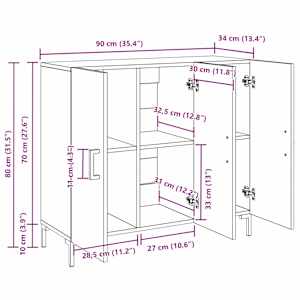 Servírovací skříň Černý dub 90 x 34 x 80 cm kompozitní dřevo - obrázek 13