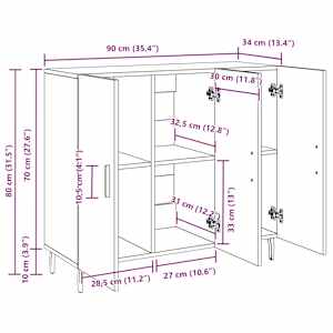 Servírovací skříň Staré dřevo 90 x 34 x 80 cm kompozitní dřevo - obrázek 12