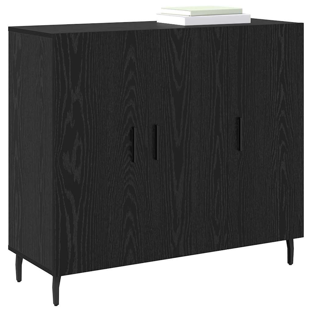 vidaXL Dressoir met opslag met de deur Zwart 90 x 34 x 80 cm Bewerkt hout