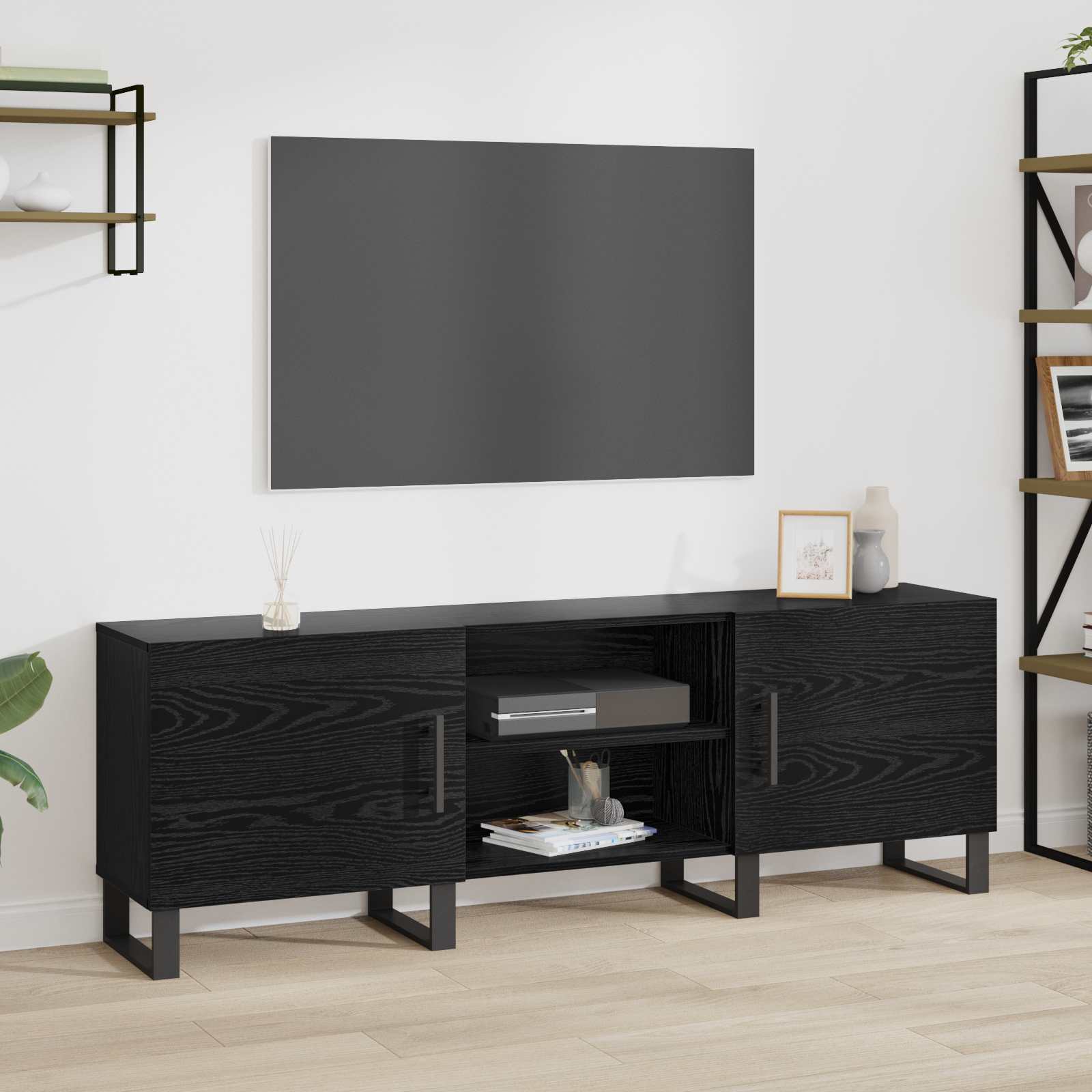 TV-kaappi Musta tammi. 150 x 30 x 50 cm Tekninen puu