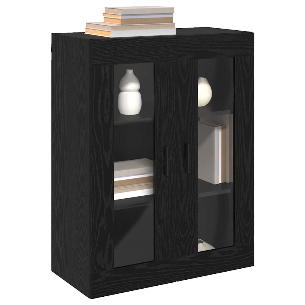 vidaXL Wandkast met plank Zwart eiken 69.5 x 34 x 90 cm Bewerkt hout