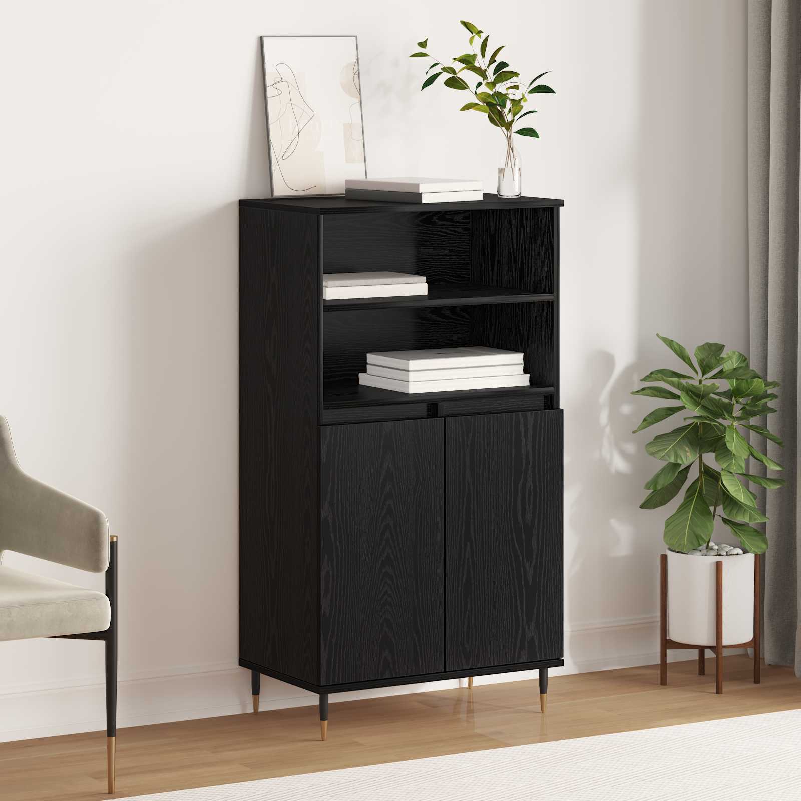 vidaXL Bufet Negru 60 x 36 x 110 cm Lemn compozit