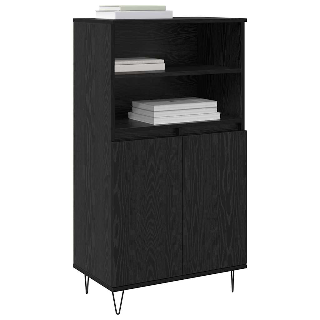 vidaXL Highboard met plank met opslag met de deur Zwart 60 x 36 x 110 cm Bewerkt hout