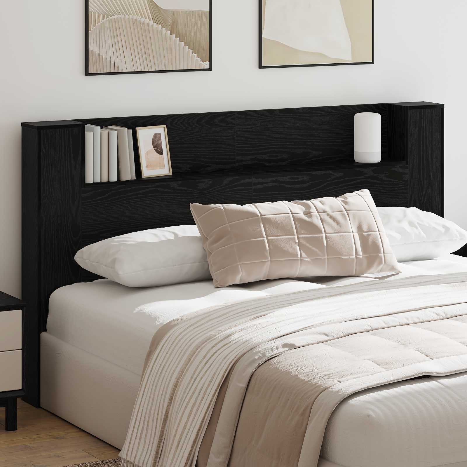 vidaXL Heaboard Stejar Negru 180 x 16,5 x 103,5 cm Lemn compozit