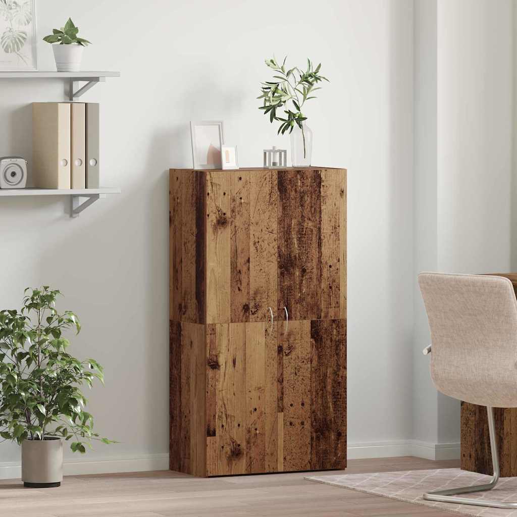 Kontorikapp riiuliga ladustamisega uksega Vana puit 60 x 32 x 115 cm Tehispuit
