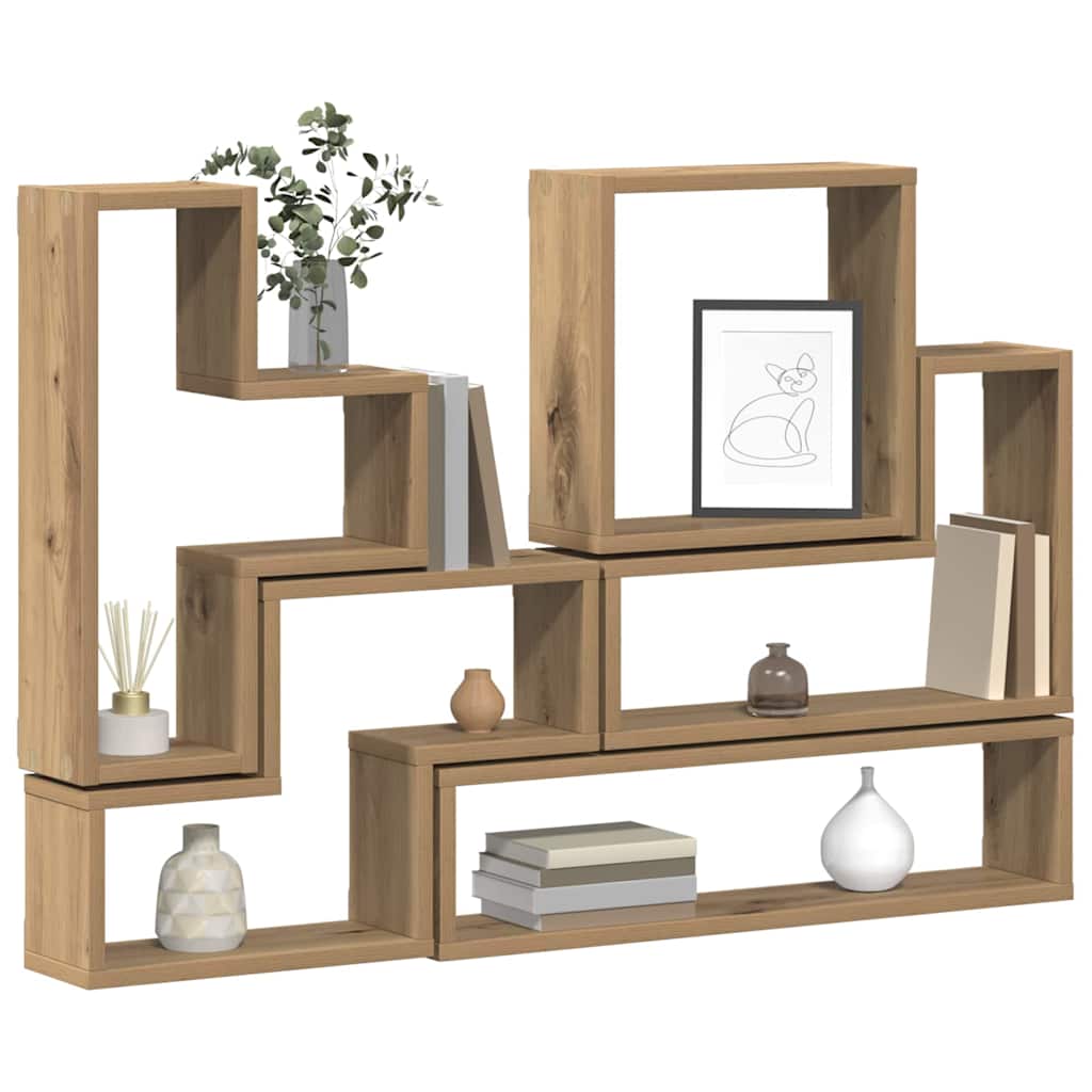 vidaXL Muur Cube artisanaal eikenkleurig 96 x 12 x 64 cm Bewerkt hout