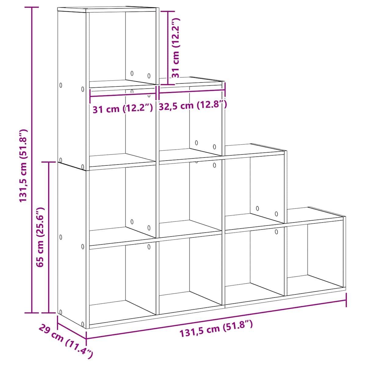 Rumdivider boghylde 10 niveauer - Billede 11
