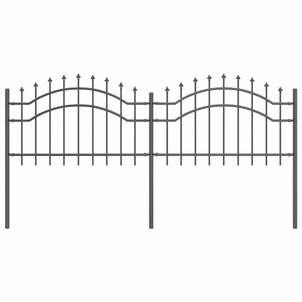 Thumbnail - vidaXL Gartenzaun Grau 240 x 115 cm Pulverbeschichteter Stahl