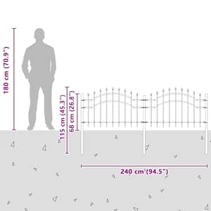 Zahradní plot Woerden 240 x 115 cm Práškově lakovaná ocel Šedá - obrázek 8