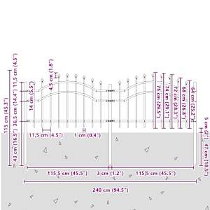 Zahradní plot Woerden 240 x 115 cm Práškově lakovaná ocel Šedá - obrázek 7