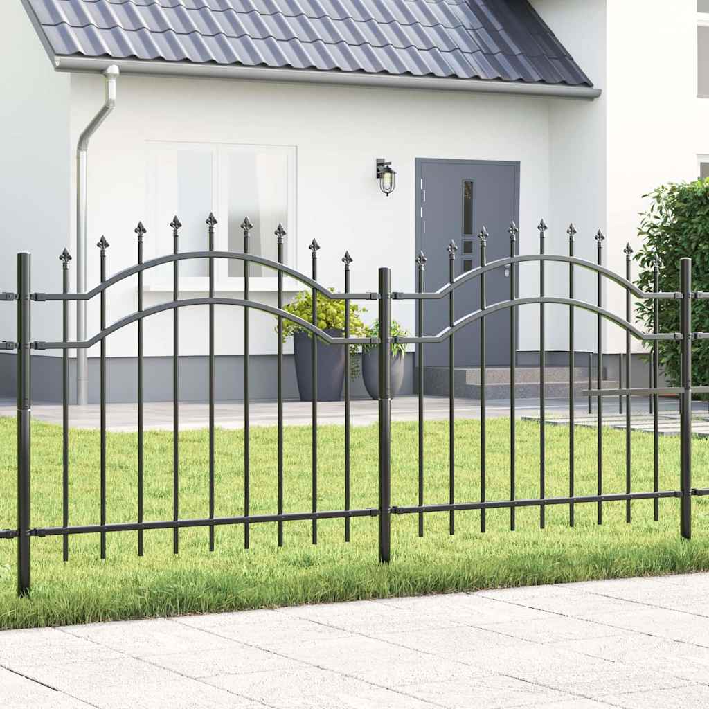 vidaXL Gartenzaun Grau 140 cm Pulverbeschichteter Stahl