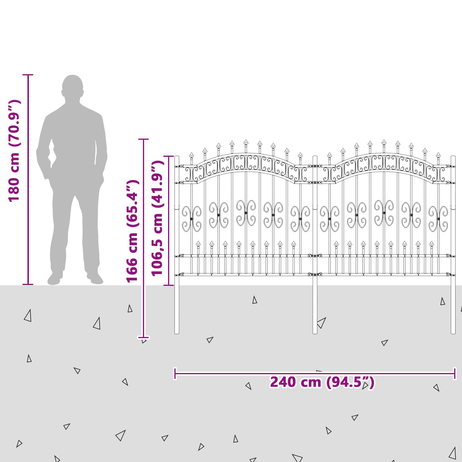 Tuinhek Grijs 165 cm Poedergecoat staal - Afbeelding 8