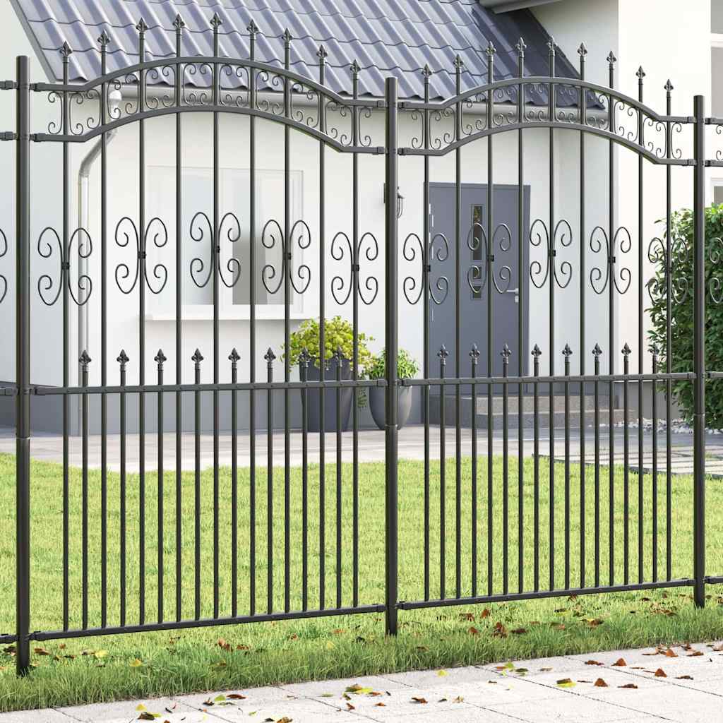 vidaXL Gartenzaun Grau 215 cm Pulverbeschichteter Stahl